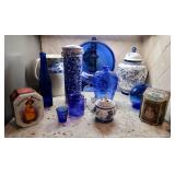 Bowl on Stand $12 - Spongeware Canister $10 - Crock Pitcher $12 - SOLDGinger Jar $10