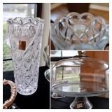 $22.00 Frosted Vase/18.00 Cake Plate with lid