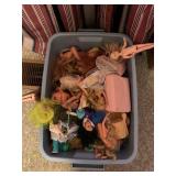 tub of vintage and new Barbies