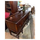 Buffet $200, Roseville pottery base $100