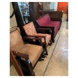 Two rockers and a fold out sofa. All antique oak. Matching except for upholstery.