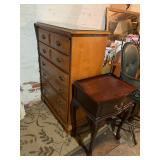 Solid maple chest of drawers. Small antique table with drawer