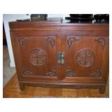 Hand carved server with marble top