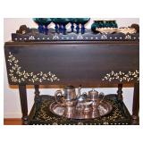 in laid mother of pearl tea cart