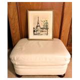 Leather ottoman + G. Lelog artwork
