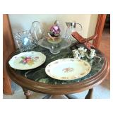 Marble top table + Knickknacks