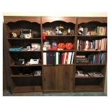 3 bookcases with misc.