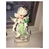 Vintage MAY ANGEL with Green and Pink Flowers Lefton JAPAN