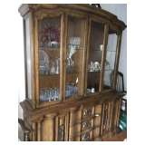 Vintage Chine Hutch and Matching Dining Room Table with 8 Chairs and two extensions