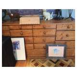 Pine storage bank of drawers