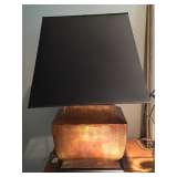 Pair of brass lamps..