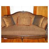 tapistry fabric+leather couch