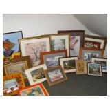 assorted framed artwork