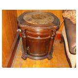 1 of two marble top end tables 