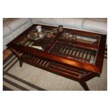 Wood Coffee Table with Glass inserts