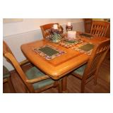Solid Wood Dining Room Table with 6 chairs and leaf