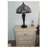 Night stand and Tiffany style table lamp