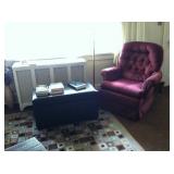 Armchair and storage ottoman.