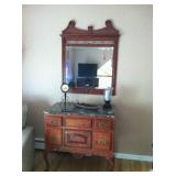 Granite-topped buffet. 