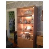 China cabinet with interior lights.