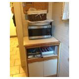 Microwave and stand.