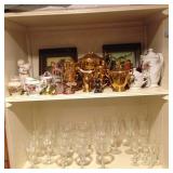 Glassware and two beautiful tea sets.