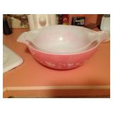 Pyrex Cinderella bowls in oak leaf pattern.