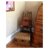 Two little chests and an antique child