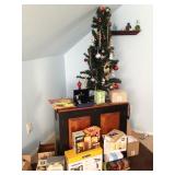 Cabinet, Christmas tree and various new-in-box items