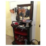 Shelving unit, lamp, gentleman