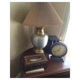 Lamp, clock.