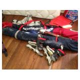 Skis, ski boots, roller blades.