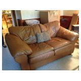 Caramel leather loveseat