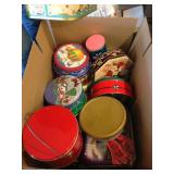 Collection of colorful tins