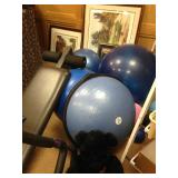Exercise balls and bench