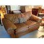 Caramel leather loveseat