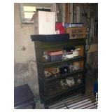 Bookshelf with small items.