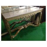 Gilded stone-topped sofa table.