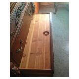 Bottom drawer of highboy is a lidded cedar chest