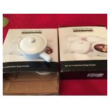 Two four-packs of individual soup crocks.