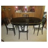 Black lacquer table and four chairs