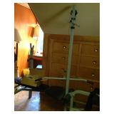 Weight bench with pull-down and quad curl attachments