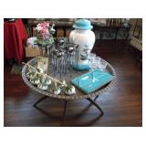 Copper table top (or wall hanging) with wood base 