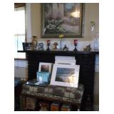 Padded bench, prints, cigar boxes, smalls