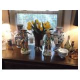 Oriental figurines, and vases