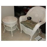 Plastic wicker chair and side table