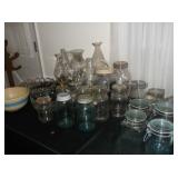 Vintage mason jars and lanterns