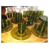 Avocado Kings Crown Thumbnail luncheon plates, cups and glasses