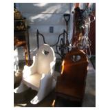 small wooden chairs and sewing machine base