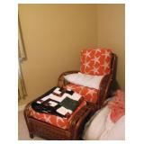 Rattan arm chair with ottoman